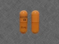 Adderall XR 20 mg yellow capsule image